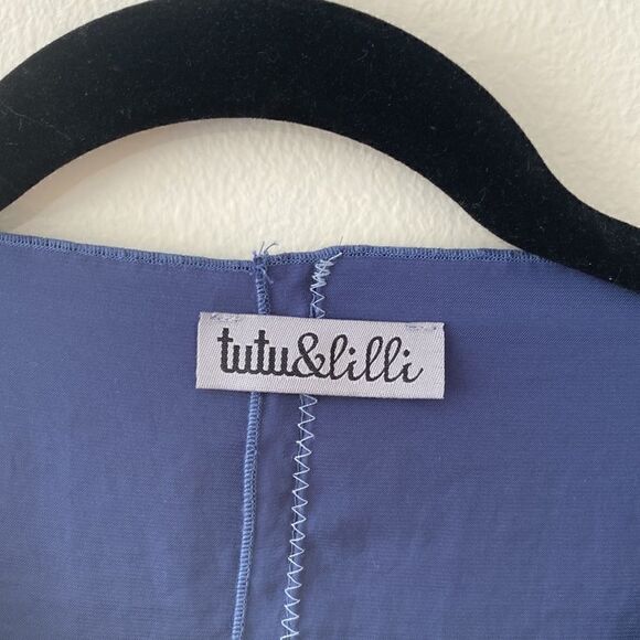 tutu & lili blouse xs/small purple indigo long sleeve tunic - Picture 2 of 7